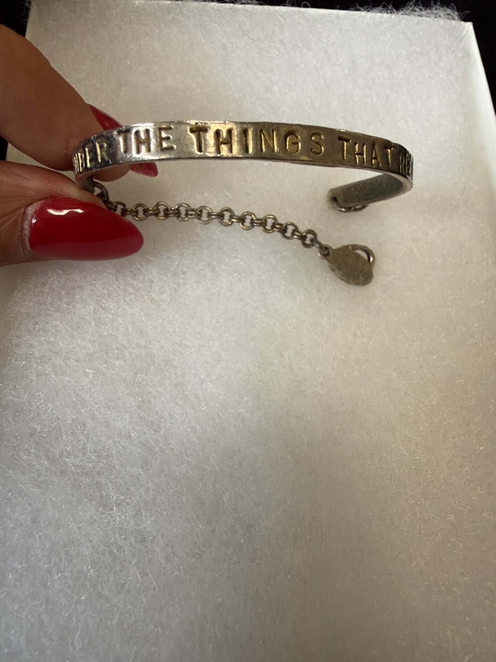 Inspirational Silver-Tone Chain Cuff Bracelet